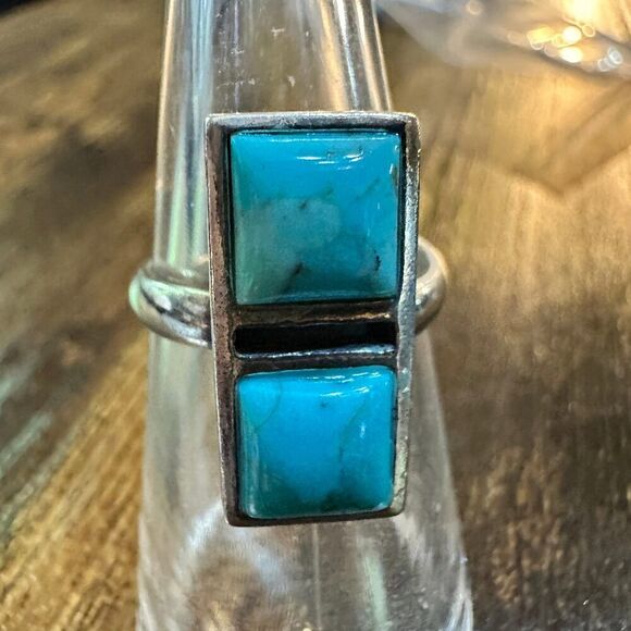 Boho Native American Turquoise Dream Sterling Silver Adjustable Ring, Gift Box - Picture 4 of 11